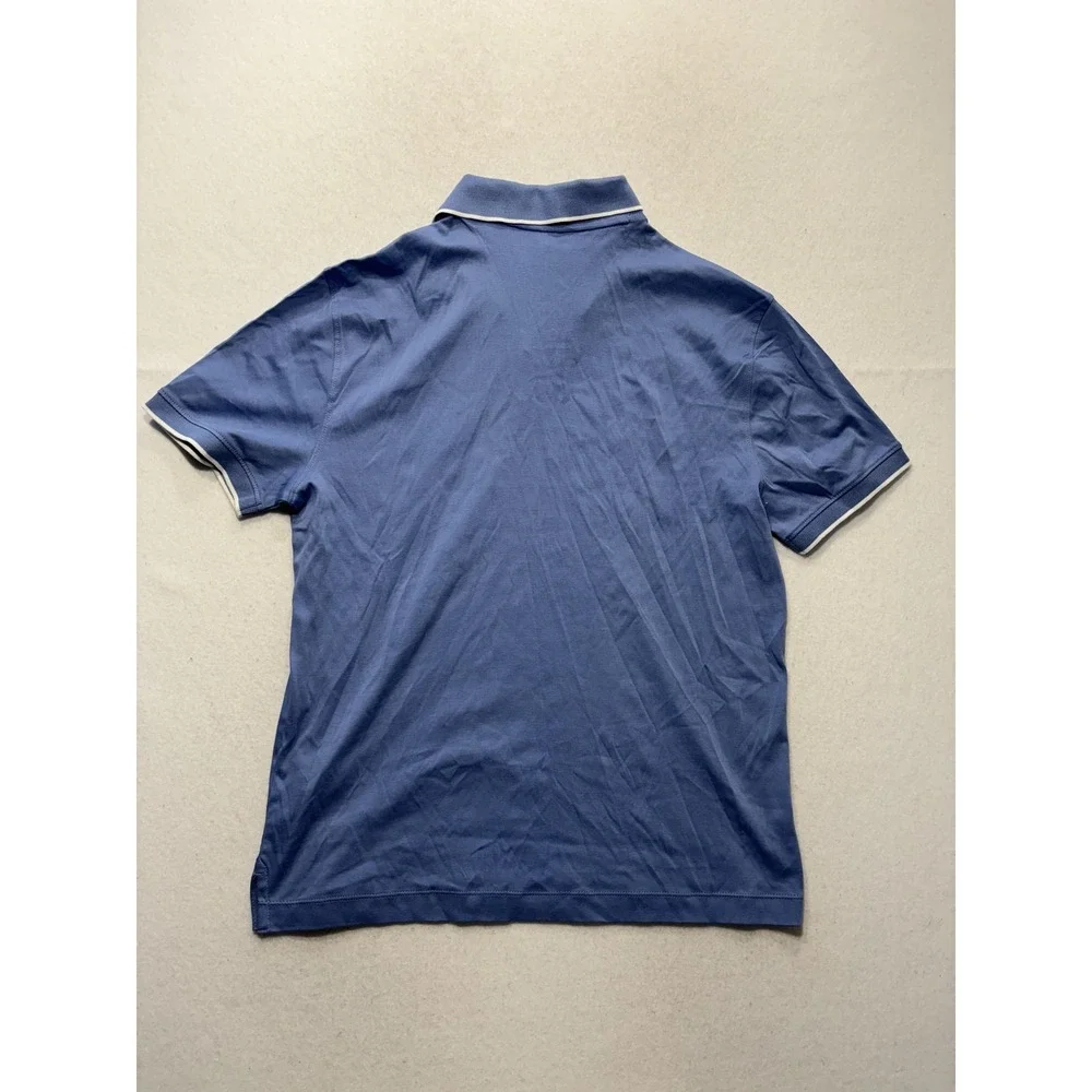 Banana Republic Luxe Touch Polo Shirt Mens Medium Blue Short Sleeve V Neck